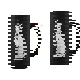 面白い猫 中指 オッドアイドキャット キティ コーヒーマグ - Kawaiitshirt