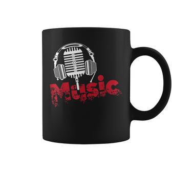 音楽 マイク ヘッドホン 日常 テキスト シンプル レトロ コーヒーマグ - Kawaiitshirt