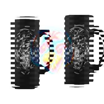 音楽解剖学的ハートとヘッドフォンdjミュージックグラフィック コーヒーマグ - Kawaiitshirt