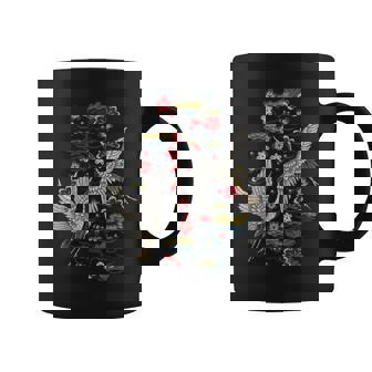 鶴&桜 ヴィンテージ日本刺繍 コーヒーマグ - Kawaiitshirt