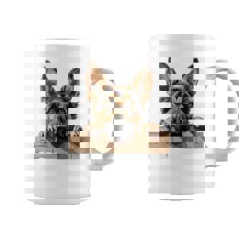 Affectionate Peek ジャーマンシェパードドッグ 長袖tシャツ コーヒーマグ - Kawaiitshirt