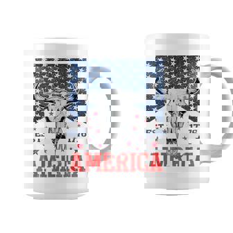 America Est 1776 Western Cow Skull Retro 4Th Of July Coffee Mug | Mazezy