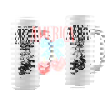 American Coquette Cherry Bow Patriotic Usa Flag 4Th Of July Coffee Mug - Monsterry