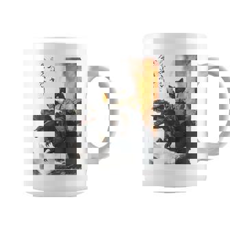 Black Cat Samurai Dinosaur Sea Wave Print Coffee Mug - Thegiftio
