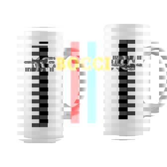 Bocci ぼっち《フェイクゴールド ロゴ》緑 赤 ライン【変なデザイン屋さん】陰キャ オタク ブランド パロディ 面白 長袖tシャツ コーヒーマグ - Kawaiitshirt