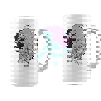 Bride Of Frankenstein Halloween Retro Pink Graphic Coffee Mug | Mazezy