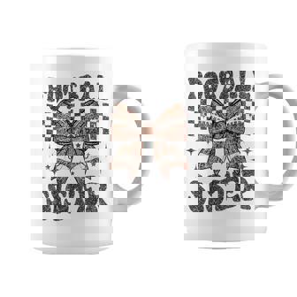 Checkered Football Sister Coquette Bow Game Day Girls Coffee Mug | Mazezy