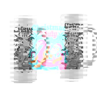 Christmas In July Santa Flamingo Beach Summer Xmas Coffee Mug | Mazezy