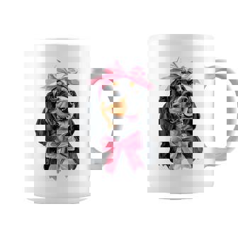 Coquette Bow Coonhound Dog Mom ピンクリボンガール コーヒーマグ - Kawaiitshirt