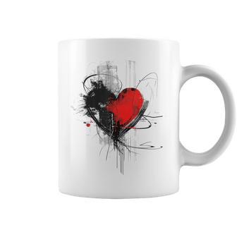 Corazón Abstracto Gráfico Dibujo Arte Taza de café - Regaloses