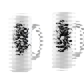 Cuervo Dealhalla Cuervos Runas De Odín Brújula Nórdicaikingo In Mangas Taza de café - Regaloses