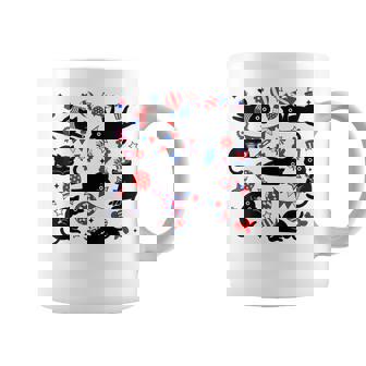 Cute Black Cat Usa Flag Firework Patriotic 4Th Of July Coffee Mug | Mazezy