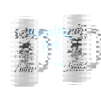 Denim And Diamonds Bow Ladies Girls Women Coffee Mug - Thegiftio