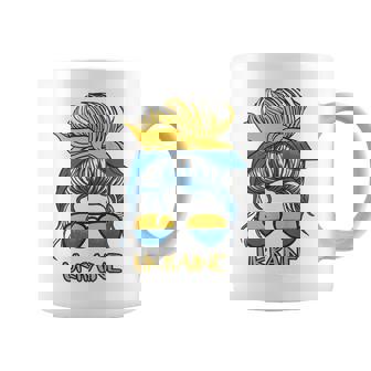 Desordenado Moño Pelo Bandera Ucraniana Chica Ucrania Taza de café - Regaloses
