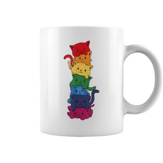 Divertido Gato Lgbt Pila Arco Iris Orgullo Gay Para El Amante De Taza de café - Regaloses