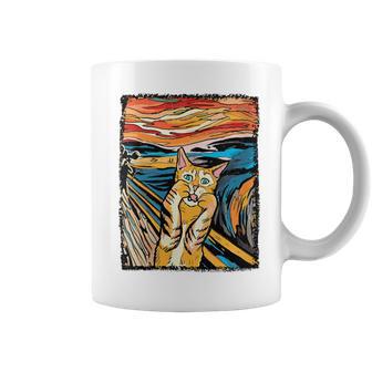 El Gato Grito Gato Divertido Arte Parodia Cuello Taza de café - Regaloses