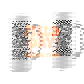 Field Day Orange Team Groovy Smile Face Checkered Students Coffee Mug | Mazezy