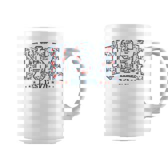 Floral Usa Retro America 4Th Of July Patriotic Girly Coffee Mug - Monsterry
