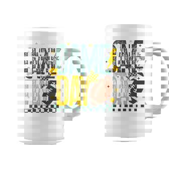 Game Day Football Season Retro Green Gold Checker Touchdown Coffee Mug - Thegiftio