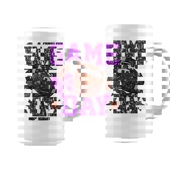 Game Day Touchdown Football Mom Girls Go Cheer Purple Coffee Mug | Mazezy
