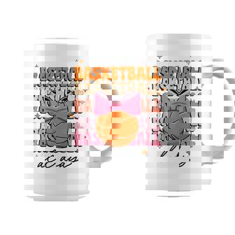 Groovy Basketball Girl Coquette Bow Basketball All Day Coffee Mug | Seseable CA