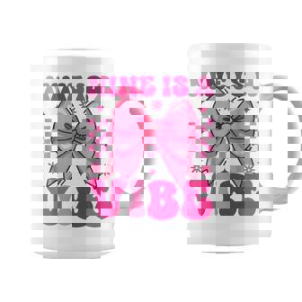 Groovy Birthday Nine Is A Vibe Girls Ns Coquette Bow Bday Coffee Mug - Monsterry