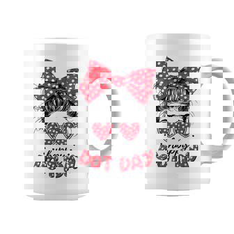 Happy Dot Day Girls Messy Bun Sunglasses Polka Dots Coffee Mug | Mazezy