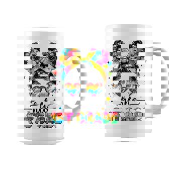 Hello 1St Grade Messy Bun First Day Of School Outfits Girls Coffee Mug - Thegiftio UK