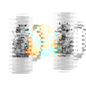 Highland Cow Pumpkin Teal Orange Fall Butterfly Autumn Girls Coffee Mug | Seseable CA