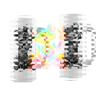 Hippie Tie-Dye Frog Peace Sign Hippie Coffee Mug - Thegiftio