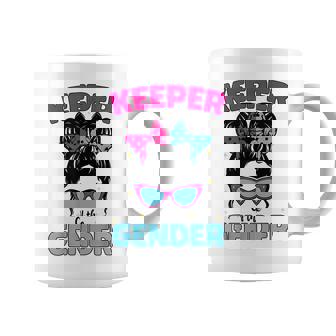 Keeper Of The Gender Messy Bun Gender Reveal Party Coffee Mug - Thegiftio