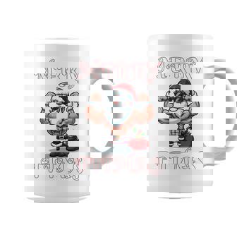 Merry Fitmas クリスマス フィットネス アグリークリスマス スウール サンタ 長袖tシャツ コーヒーマグ - Kawaiitshirt