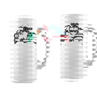 Mexican American Flag Print Heart Hands Love Mexico Usa Coffee Mug - Thegiftio