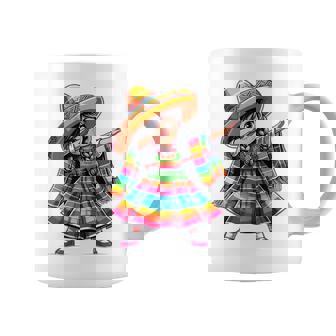 Mexican Dabbing Girl Poncho Sombrero Cinco De Mayo Coffee Mug - Monsterry