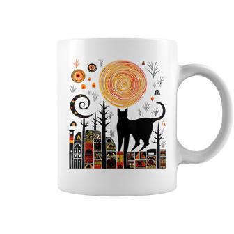 Naturaleza Geométrico Gato Arte Abstracto Polígono Gráfi Taza de café - Regaloses