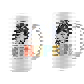 Nope 眠るシベリアンハスキーデザイン 長袖tシャツ コーヒーマグ - Kawaiitshirt