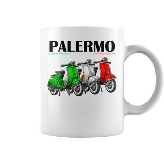 Palermo Italyouvenir Classiccooter Bandera Italiana Palermo Taza de café - Regaloses
