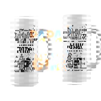 Papa Of The Birthday Girl Party Blue Dog Lover Matching Coffee Mug - Seseable