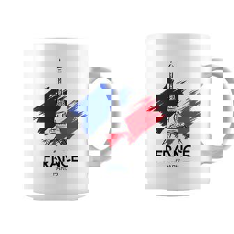 Paris France Flag & Eiffel Tower Graphic Paris Manche Longue Tasse - Cadeauxyz