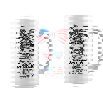 Party In Usa Girls 4Th Of July Daughter Messy Bun Usa Coffee Mug | Mazezy