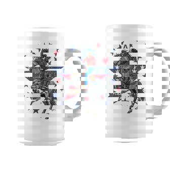 Patriotic American Cowgirl Riding Horse Usa Flag 4Th Of July Coffee Mug - Thegiftio