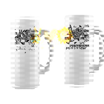 Peace Love サンシャイン ヒッピー ひまわり ヒマワリ 恋人へのギフト コーヒーマグ - Kawaiitshirt