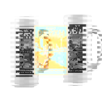 Perth Australia – ビンテージ旅行ポスタースタイル 長袖tシャツ コーヒーマグ - Kawaiitshirt