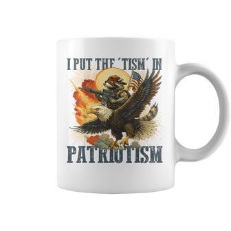 I Put The “Tism” In Patriotism Eagle Raccoon Usa Flag Retro Coffee Mug | Mazezy