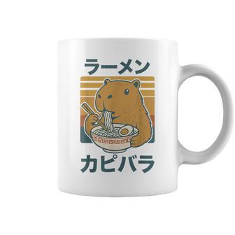 Retro Capybara Eating Ramen Noodles Anime Girls Boys Coffee Mug - Thegiftio