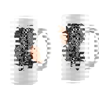 Retro Football Game Day Checkered Leopard Football Mama Mom Coffee Mug - Seseable