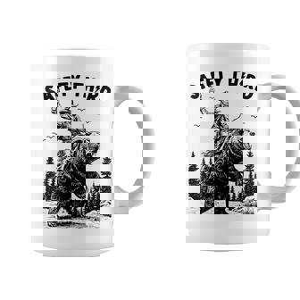 Safety Third Cowboy Riding Bear Humorous Yellowstone Park Coffee Mug - Thegiftio