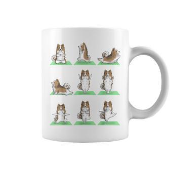 Shetland シープドッグ シェルティ 犬 ヨガ ポーズ ワークアウト エクササイズ コーヒーマグ - Kawaiitshirt