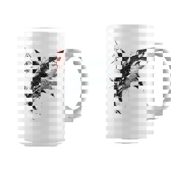 Tiburón Animal Print Gráfico Obra De Arte Abstracto Taza de café - Regaloses