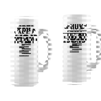 Trophy Husband American Flag Fathers Day Mens Coffee Mug - Monsterry